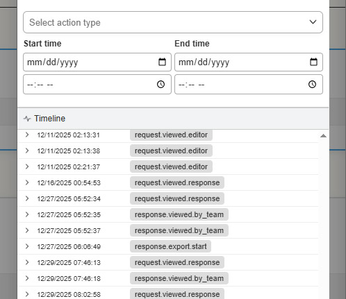 Audit trail log screenshot