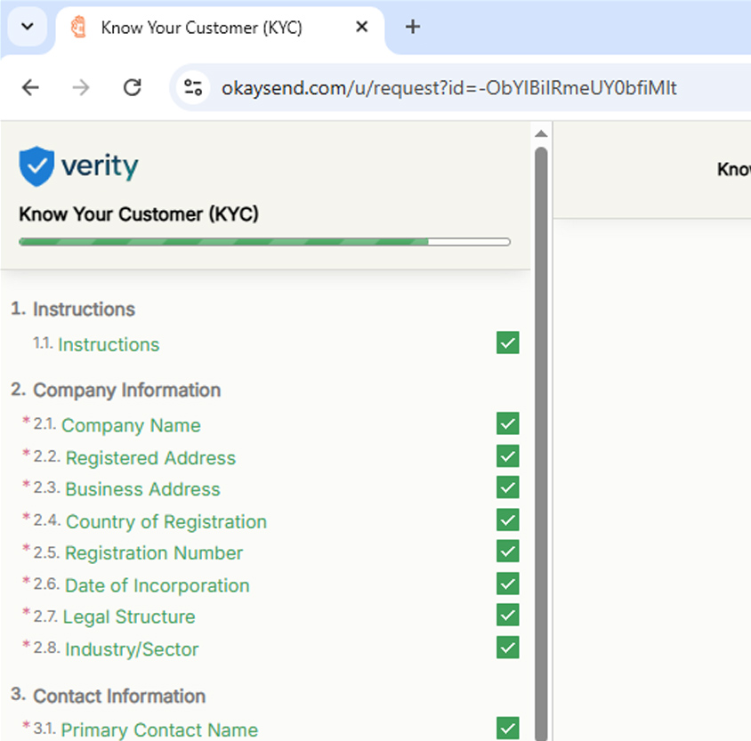 OkaySend default url example in address bar