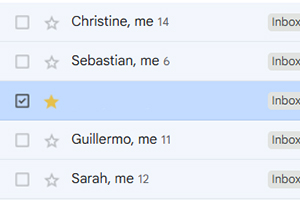 Gmail unread email 'From' name close-up