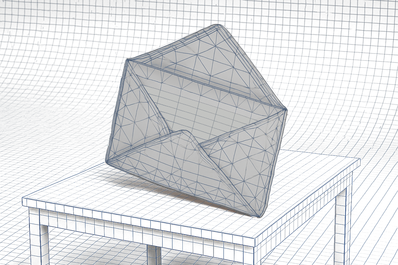 Email envelope mesh frame overlay