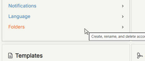 Navigate to Settings > Folders page.