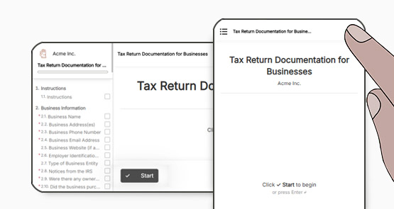 Responsive client portal example on a mobile screen