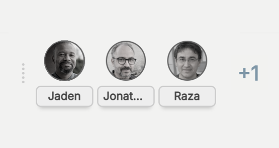 Profile pictures of the multiple recipients of a request