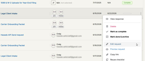 Navigating to the request editor from home.