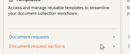 Action menu on the Templates page.